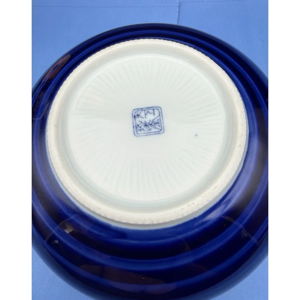 Japanese/Chinese Imari Style Blue & White Porcelain Rice Soup Bowl - 7